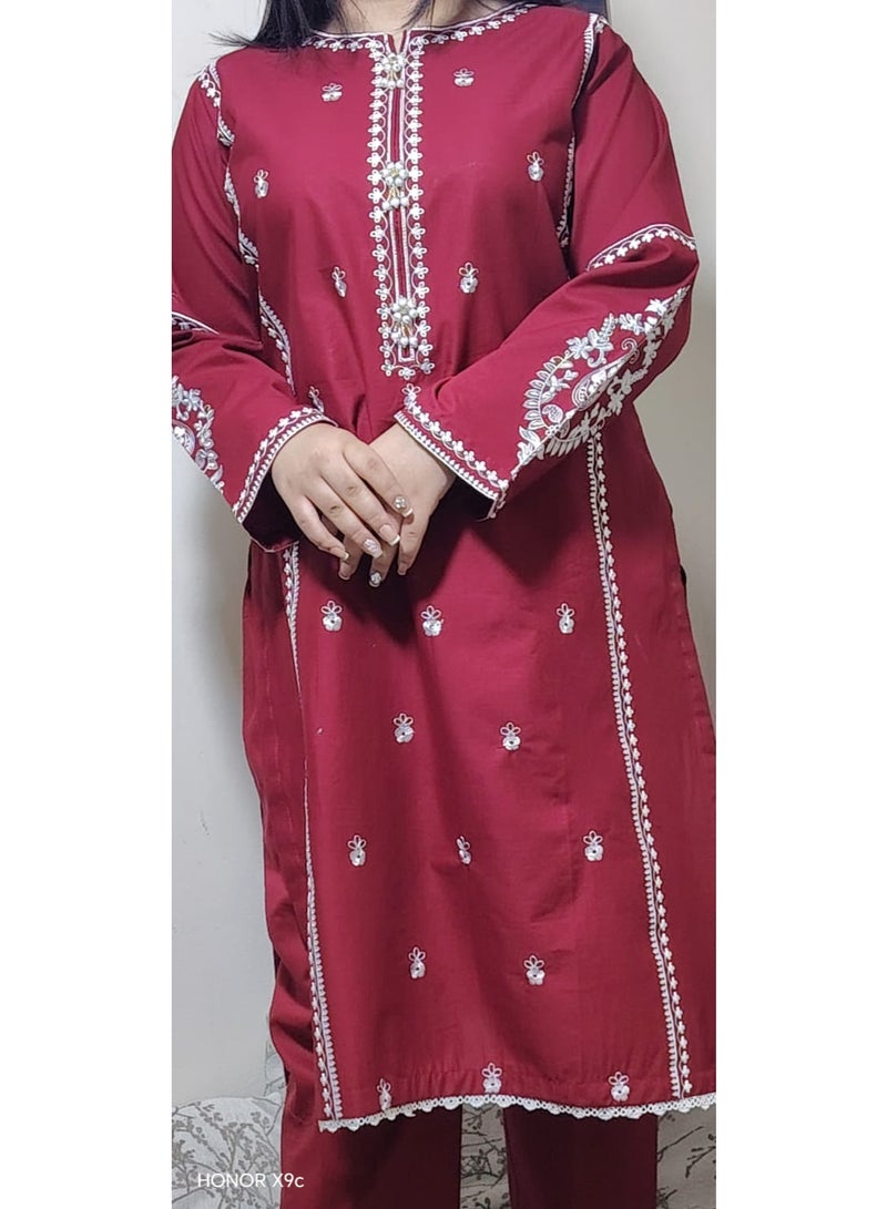 Fabric Pakistani Lawn Embroidery Stitched 2-Piece – 2026 Collection. - Image 3