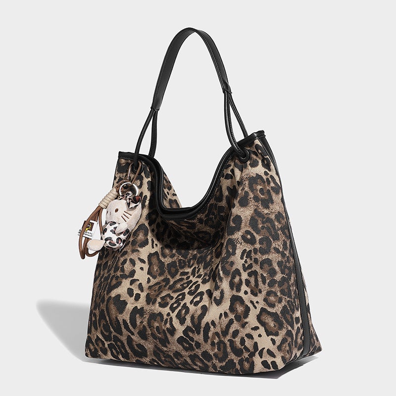 This Year'S Popular Leopard Print Tote Large-Capacity Bag Retro New High-End Versatile Trendy Portable Shoulder Bag - Image 5