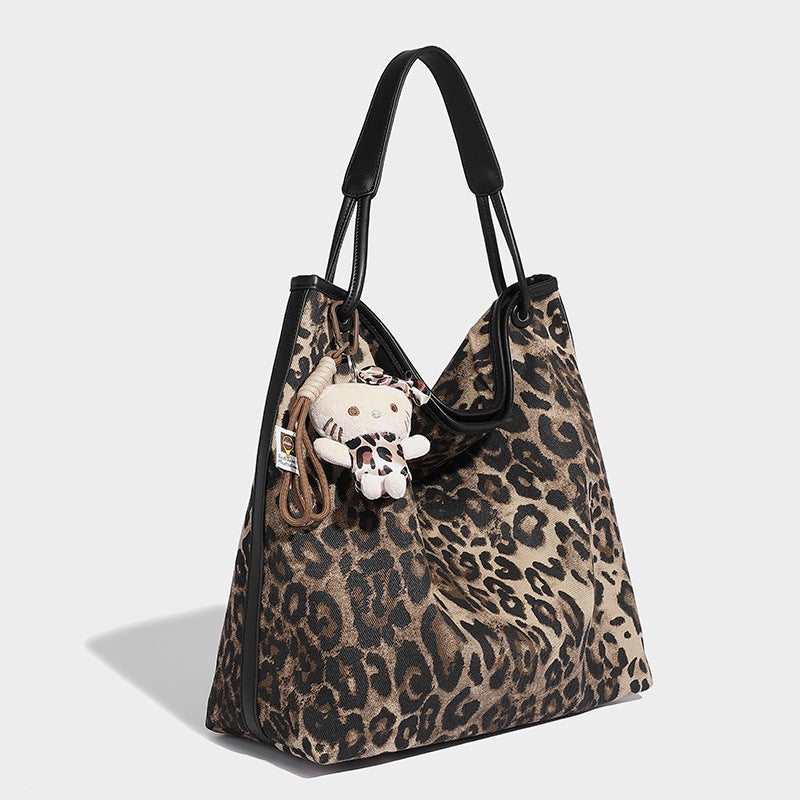 This Year'S Popular Leopard Print Tote Large-Capacity Bag Retro New High-End Versatile Trendy Portable Shoulder Bag - Image 4