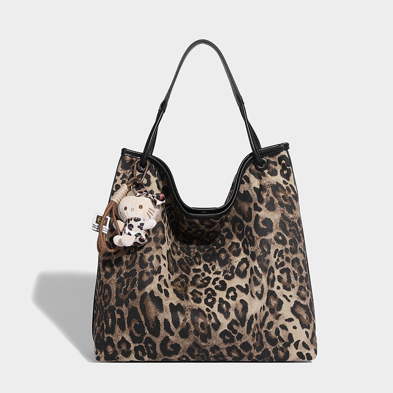 This Year'S Popular Leopard Print Tote Large-Capacity Bag Retro New High-End Versatile Trendy Portable Shoulder Bag - Image 1