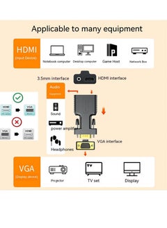 Captaintech to VGA Adapter Converter, HDMI VGA Adapter Suitable for laptops, Old Computers, Monitors, projectors.HDMI to 3.5mmaudio Adapter, HDMI-To-Vga Adapters  - Image 2