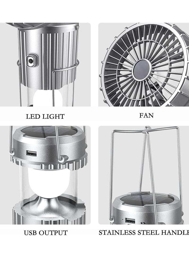 ZCM-HAPPY Solar Powered LED Flashlight Fan, Portable USB Rechargeable Camping Lantern Light with Collapsible Fan for Picnic, BBQ, Fishing, Travel and Emergency Use - Image 3