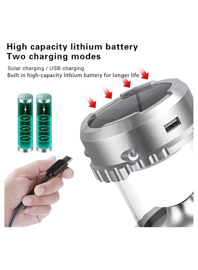 ZCM-HAPPY Solar Powered LED Flashlight Fan, Portable USB Rechargeable Camping Lantern Light with Collapsible Fan for Picnic, BBQ, Fishing, Travel and Emergency Use - Image 4