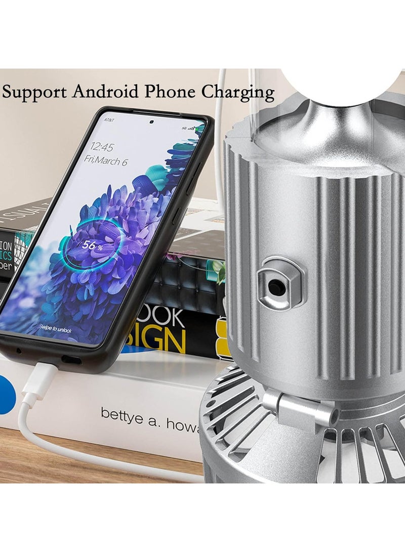 ZCM-HAPPY Solar Powered LED Flashlight Fan, Portable USB Rechargeable Camping Lantern Light with Collapsible Fan for Picnic, BBQ, Fishing, Travel and Emergency Use - Image 5