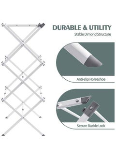 AIWANTO Foldable Drying Rack 3-Tier Portable Adjustable Clothes Rack Clothing Sturdy Durable Dryer Laundry Stand for Indoor Outdoor Balcony  - Image 5