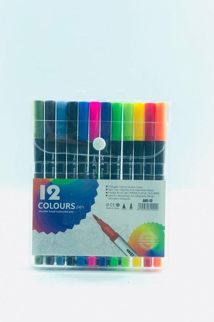 7-piece school supplies set (12 2-in-1 markers - eraser - office stapler and staples - 4 colored highlighters - 2 wooden pencils - 2 0.7-point pens - 1 rubber tip pen) - Image 2