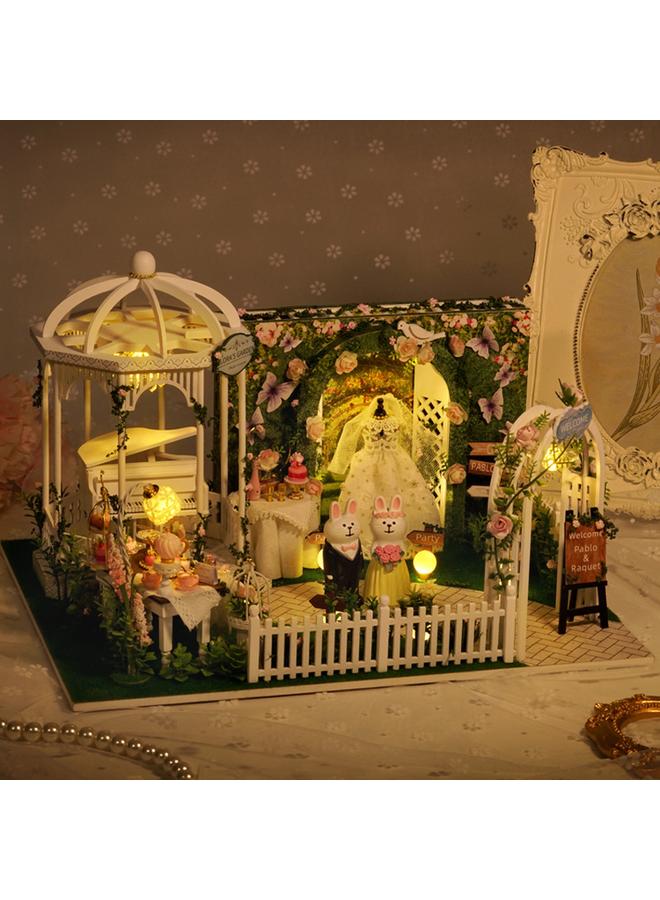 Bluejw Expected To Meet Wedding Scene Model Wedding Gift Diy Hand Assembled Wooden Wedding Model Landscape Hut - Image 3
