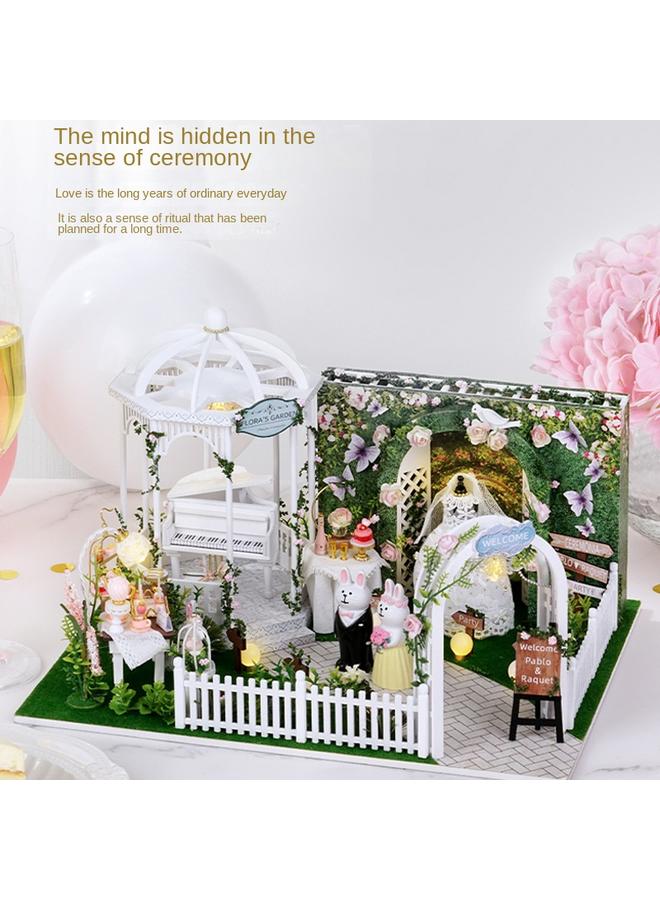 Bluejw Expected To Meet Wedding Scene Model Wedding Gift Diy Hand Assembled Wooden Wedding Model Landscape Hut - Image 1