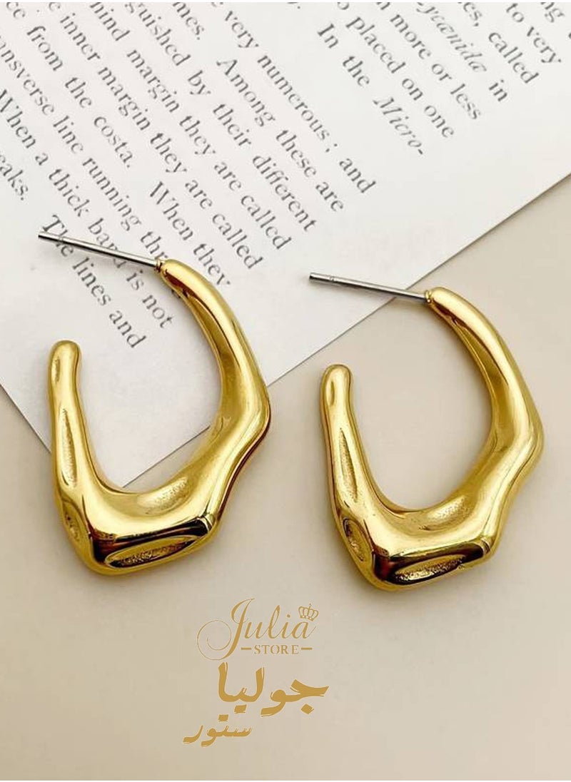 Trendy Water Wave Shape Earrings Trendy 18K Gold Plated Earrings Chunky Hoop Earrings | Hypoallergenic Gold Earrings for Women Best Seller Stainless Steel Jewelry By Julia Store - pzsku/ZB36F610EE85B5665B537Z/45/_/1718584739/8e264397-4acb-4a63-8638-614e5f5ec309