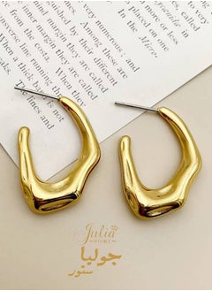 Julia Store Trendy Water Wave Shape Earrings Trendy 18K Gold Plated Earrings Chunky Hoop Earrings | Hypoallergenic Gold Earrings for Women Best Seller Stainless Steel Jewelry By Julia Store  - Image 1