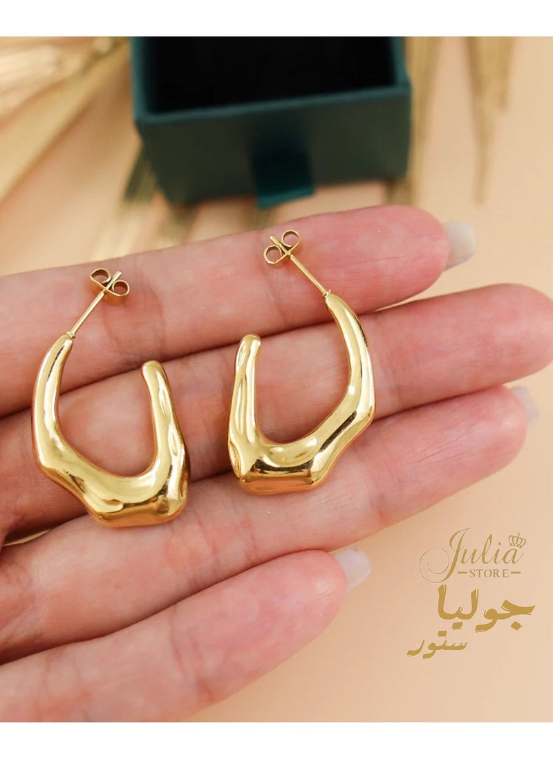 Trendy Water Wave Shape Earrings Trendy 18K Gold Plated Earrings Chunky Hoop Earrings | Hypoallergenic Gold Earrings for Women Best Seller Stainless Steel Jewelry By Julia Store - pzsku/ZB36F610EE85B5665B537Z/45/_/1718584800/9b0b6c81-ee87-4f21-93dd-a092565deadb