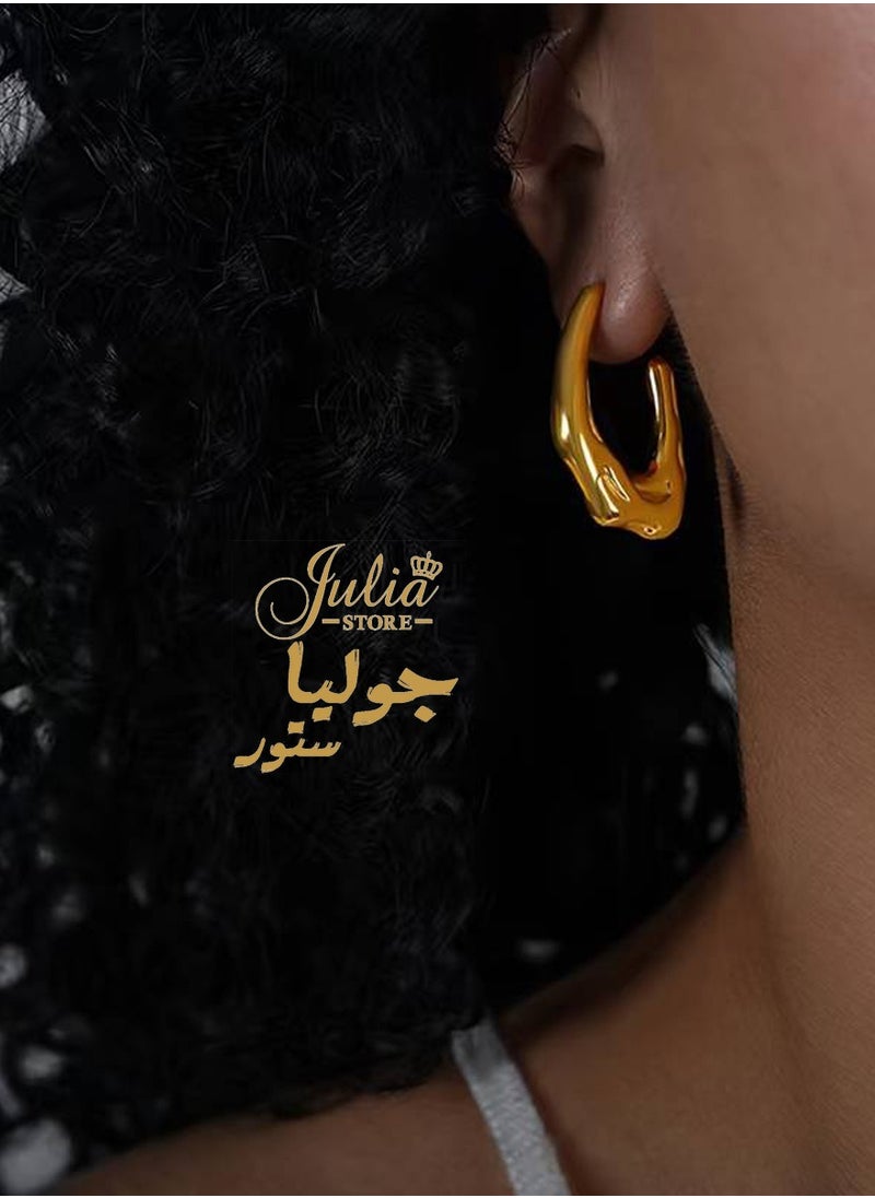 Trendy Water Wave Shape Earrings Trendy 18K Gold Plated Earrings Chunky Hoop Earrings | Hypoallergenic Gold Earrings for Women Best Seller Stainless Steel Jewelry By Julia Store - pzsku/ZB36F610EE85B5665B537Z/45/_/1718584809/f6a61a2c-5aa8-4b93-8961-08eb7da7cd9a