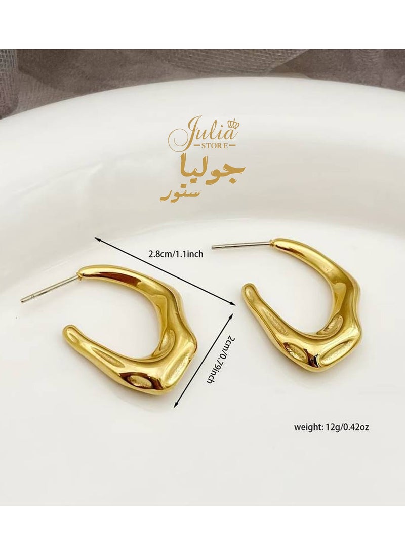 Trendy Water Wave Shape Earrings Trendy 18K Gold Plated Earrings Chunky Hoop Earrings | Hypoallergenic Gold Earrings for Women Best Seller Stainless Steel Jewelry By Julia Store - pzsku/ZB36F610EE85B5665B537Z/45/_/1718584840/fd026de3-ea20-42e1-949f-ffb494316df6