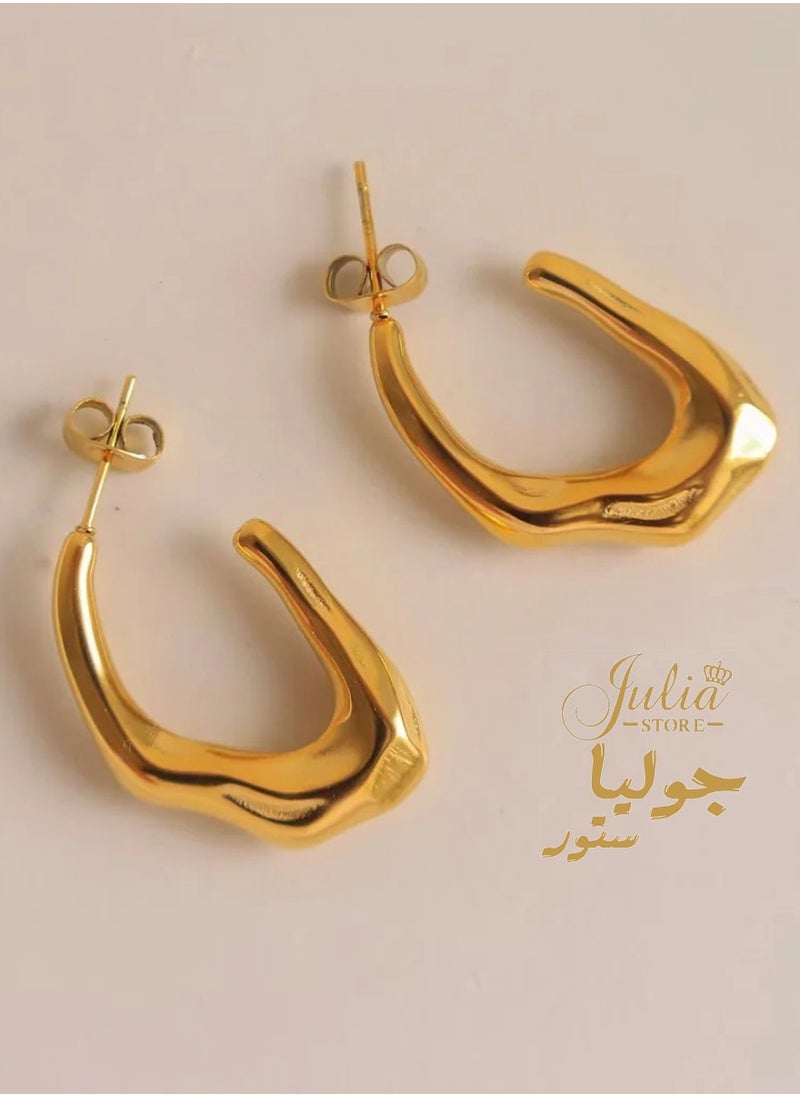 Trendy Water Wave Shape Earrings Trendy 18K Gold Plated Earrings Chunky Hoop Earrings | Hypoallergenic Gold Earrings for Women Best Seller Stainless Steel Jewelry By Julia Store - pzsku/ZB36F610EE85B5665B537Z/45/_/1718584860/966fc1d0-3d2d-4edb-8ecd-86523f3c4035