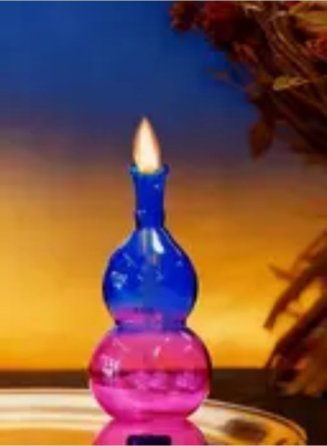 Colored heat-resistant glass oil lamp