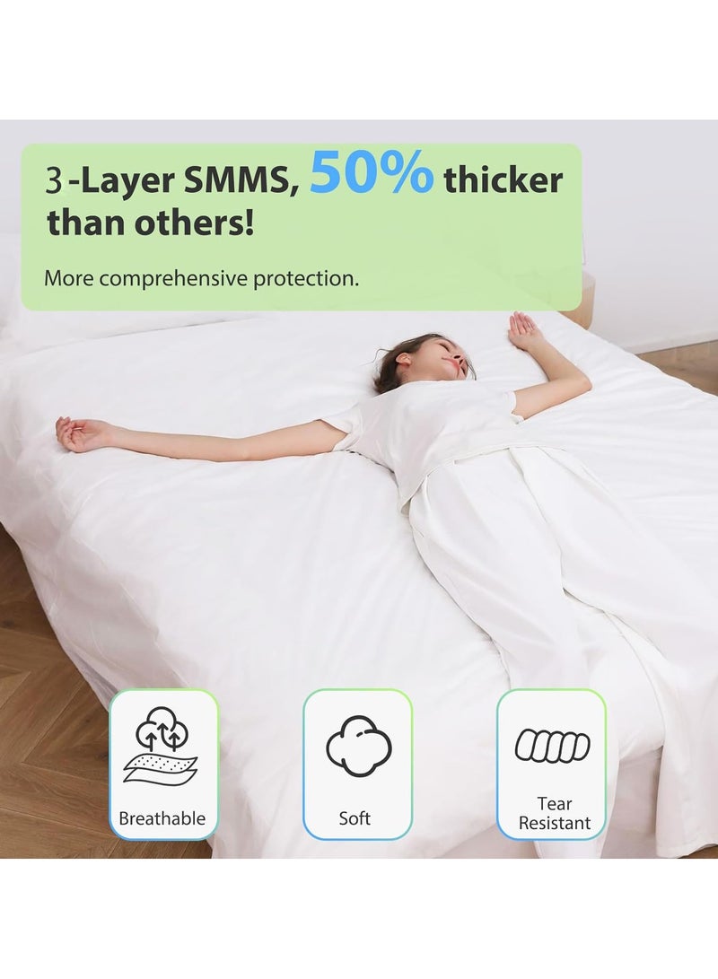 Disposable Travel Bed Sheet Set 4 Pcs Portable Bedding Set with 1 Quilt Cover 1 Sheet and 2 Pillowcase Suitable for Hotel Trip Business - Image 2
