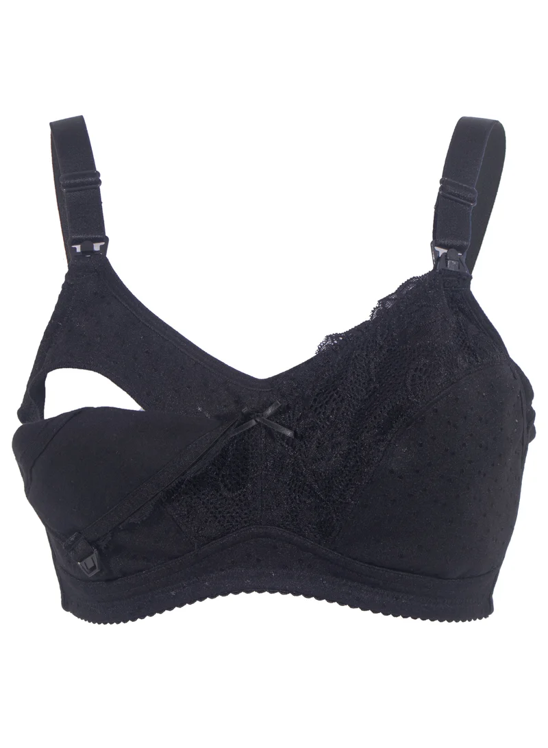Okus Basic Cotton Maternity And Nursing Bra - Black - Medium