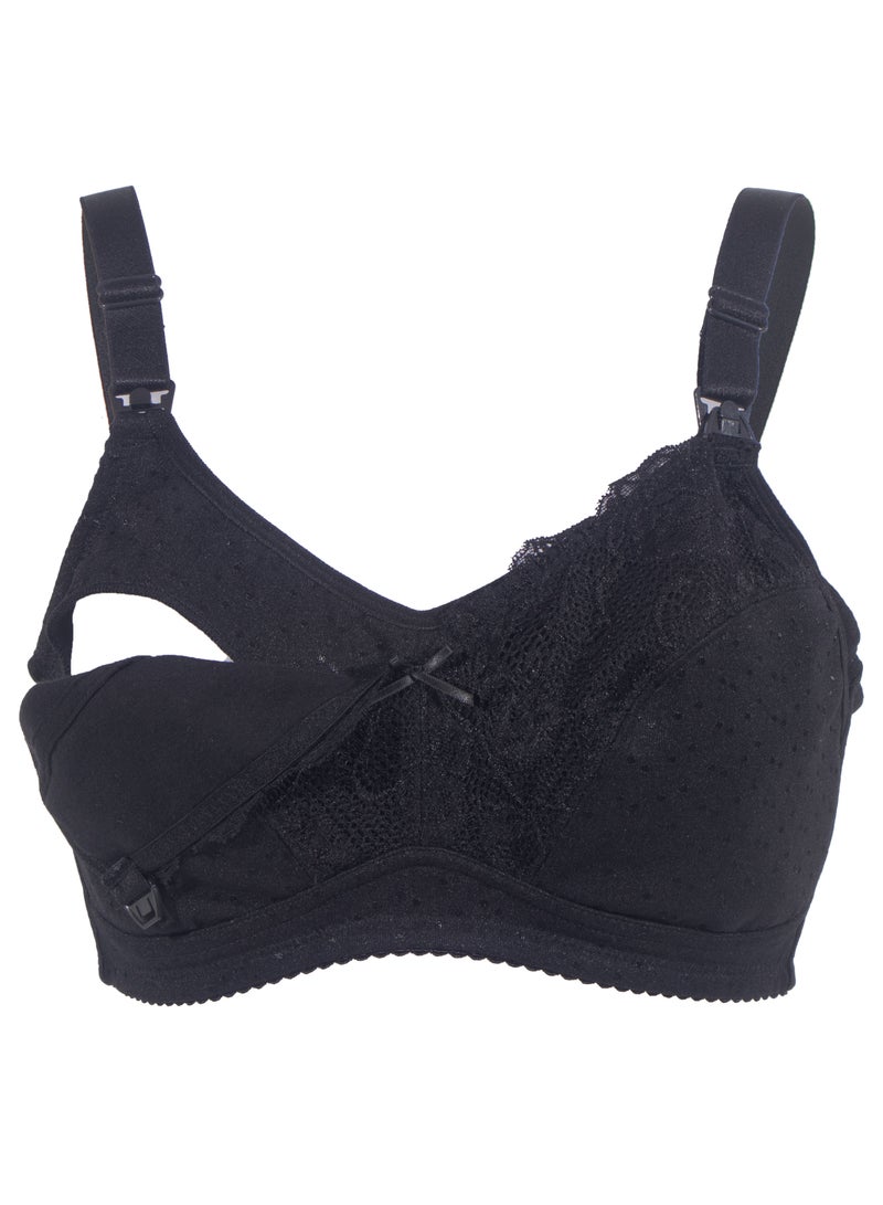 أوكوس حمالة صدر قطنية أساسية للحمل والرضاعة - أسود - مقاس متوسط - Image 4