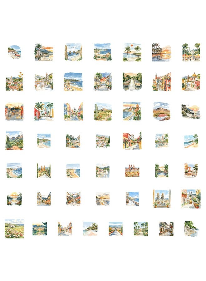 Beauenty Charming Mexican Travel Stickers (50 pieces) - Watercolor, Waterproof, Rustic Theme | Lively Carnival Appliqués for Periodicals, Scrapbooks, Water Bottles, Souvenirs - Image 2