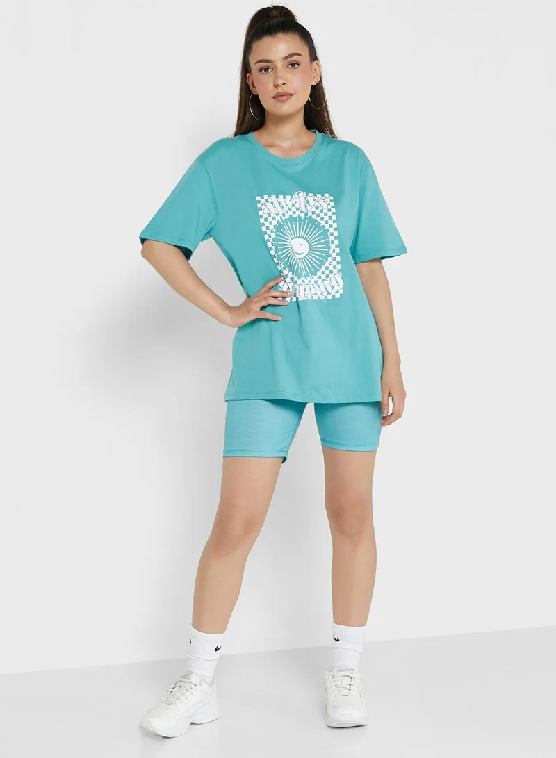 Ginger Short Sleeve Graphic Tee & Shorts Set