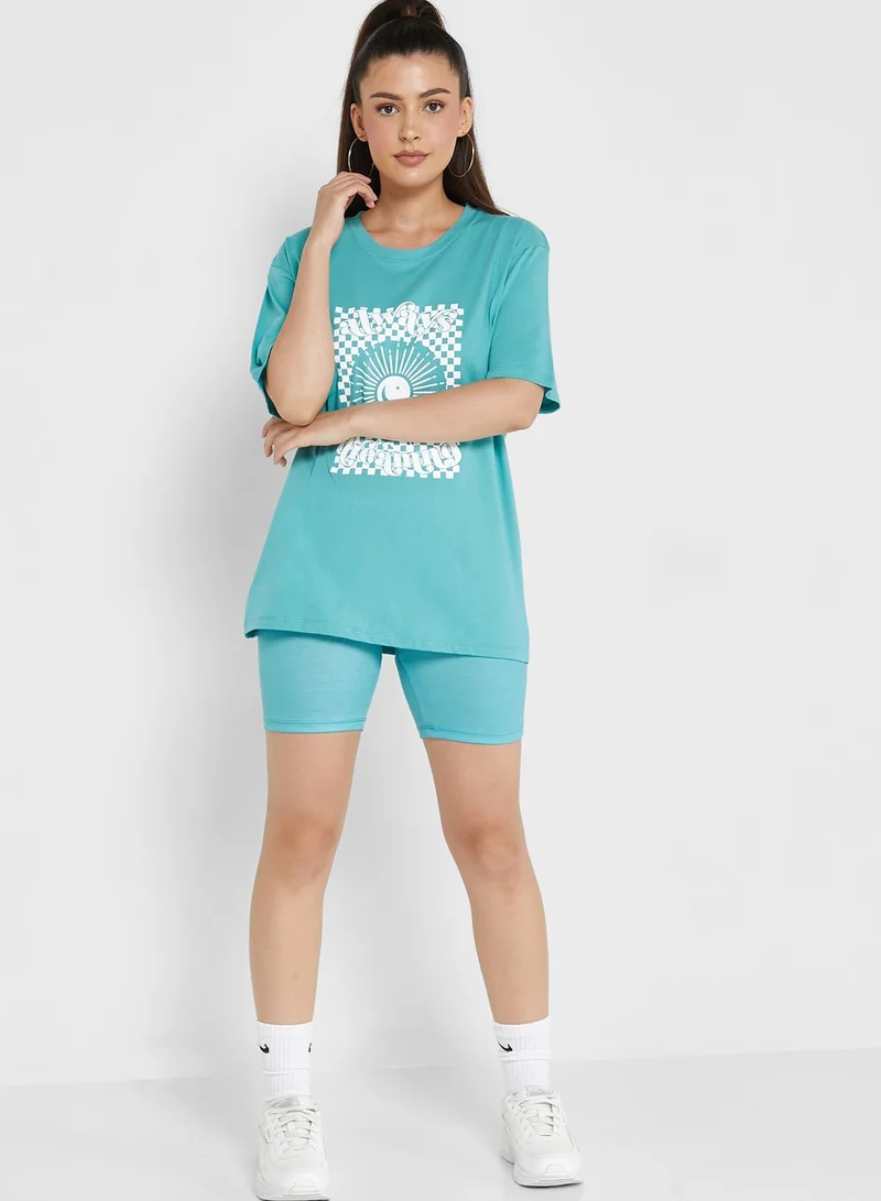 Ginger Short Sleeve Graphic Tee & Shorts Set