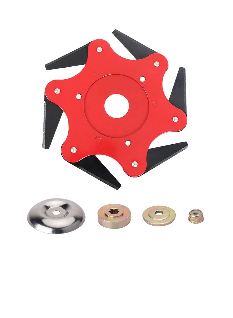 KASTWAVE 6 Teeth Steel Trimmer Head, Universal Eater Blades 6 Steel Razors, Blade Adapter Kit for String Trimmers, Garden Lawn Mower Brush Cutter with Adapter - Image 1