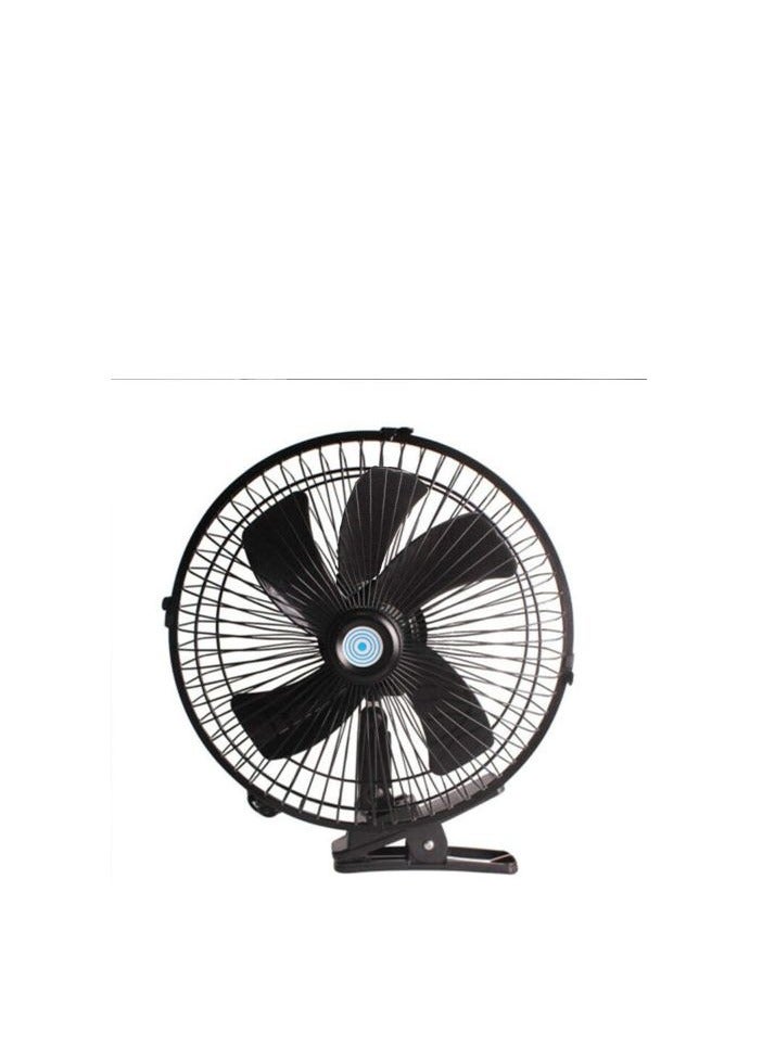 10 Inch Black Fan With Clamp And Operating Button, Works On Car Lighter, 12 Volt, 5 Blades - Image 2