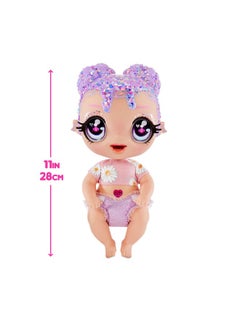 MGA Entertainment MGA Entertainment Glitter BABYZ Lila Wildboom Baby Doll with 3 Magical Color Changes, Purple Hair , Flower Outfit, Diaper, Bottle, Pacifier Gift for Kids, Toy for Girls Boys Ages 3 4 5+ Years Old  - Image 3