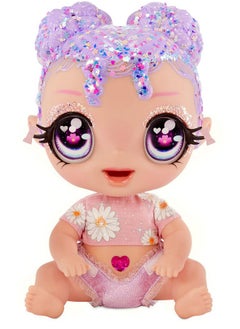 MGA Entertainment MGA Entertainment Glitter BABYZ Lila Wildboom Baby Doll with 3 Magical Color Changes, Purple Hair , Flower Outfit, Diaper, Bottle, Pacifier Gift for Kids, Toy for Girls Boys Ages 3 4 5+ Years Old  - Image 1