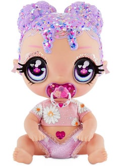 MGA Entertainment MGA Entertainment Glitter BABYZ Lila Wildboom Baby Doll with 3 Magical Color Changes, Purple Hair , Flower Outfit, Diaper, Bottle, Pacifier Gift for Kids, Toy for Girls Boys Ages 3 4 5+ Years Old  - Image 2