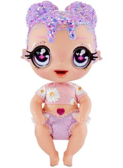MGA Entertainment MGA Entertainment Glitter BABYZ Lila Wildboom Baby Doll with 3 Magical Color Changes, Purple Hair , Flower Outfit, Diaper, Bottle, Pacifier Gift for Kids, Toy for Girls Boys Ages 3 4 5+ Years Old  - Image 4