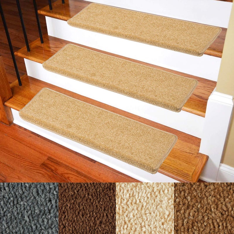 Patavin Carpet Stair Treads  NonSlip Bullnose Carpet for Stairs  Indoor Stair Pads  SelfAdhesive  Skid Resistant  Washable  14 Pack Camel 95 x 30x 13
