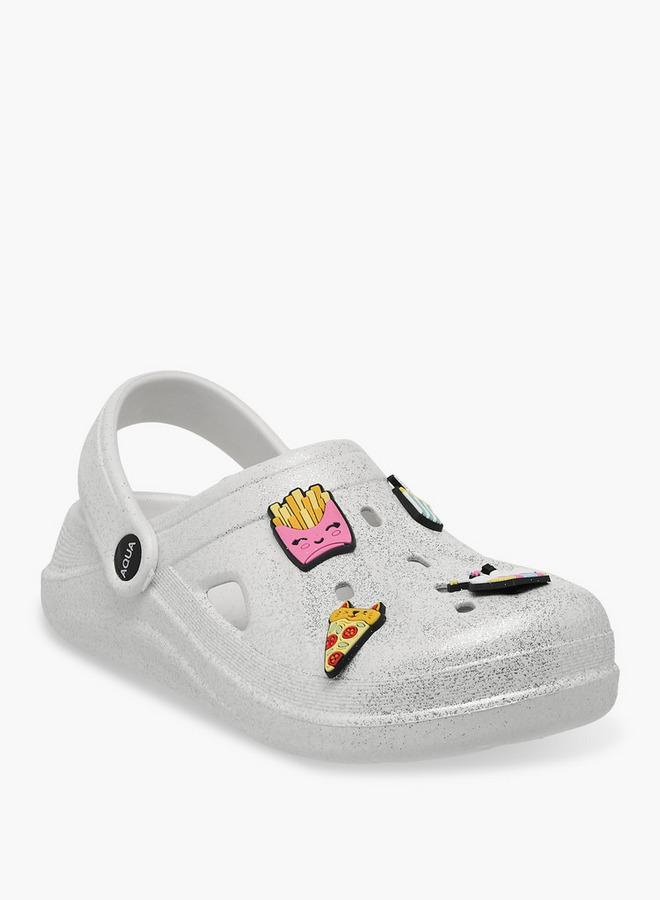Aqua Girls Food Jibbitz Charm Detail Clogs - Image 2