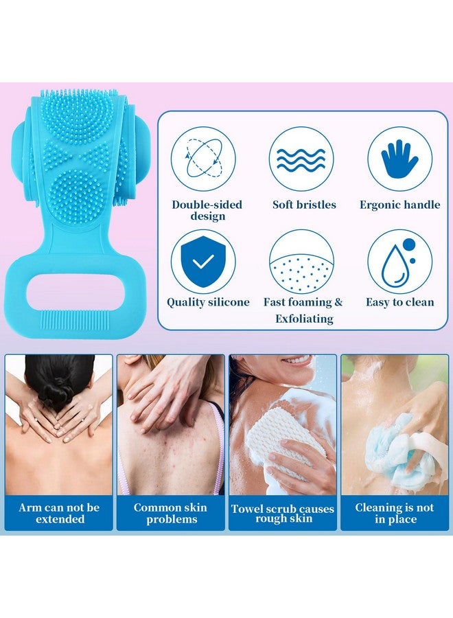 HUNCHA Silicone Back Scrubber for Shower, Bath Body Brush Deep Clean & Invigorate Your Skin, Exfoliating & Comfortable Massage Body Washer with Handle for Men & Women, Random Color, Pack of 1 - Image 3
