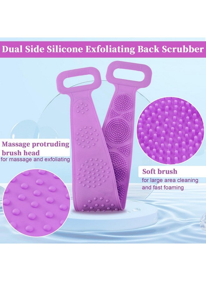 HUNCHA Silicone Back Scrubber for Shower, Bath Body Brush Deep Clean & Invigorate Your Skin, Exfoliating & Comfortable Massage Body Washer with Handle for Men & Women, Random Color, Pack of 1 - Image 2