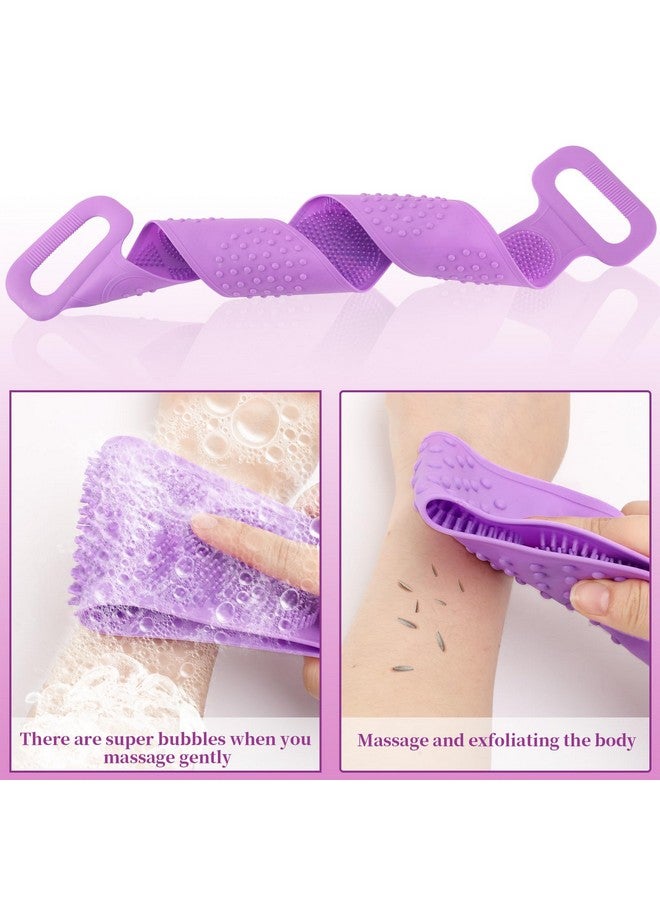 HUNCHA Silicone Back Scrubber for Shower, Bath Body Brush Deep Clean & Invigorate Your Skin, Exfoliating & Comfortable Massage Body Washer with Handle for Men & Women, Random Color, Pack of 1 - Image 4