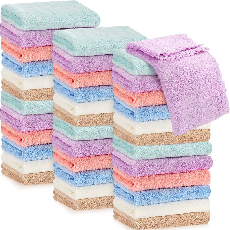 Chumia 36 Pack Baby Washcloths 10 x 10 Inches Baby Face Skin Wash Cloths Towels Set Microfiber Coral Fleece Absorbent and Soft for Newborns Infants and Toddlers Multicolored