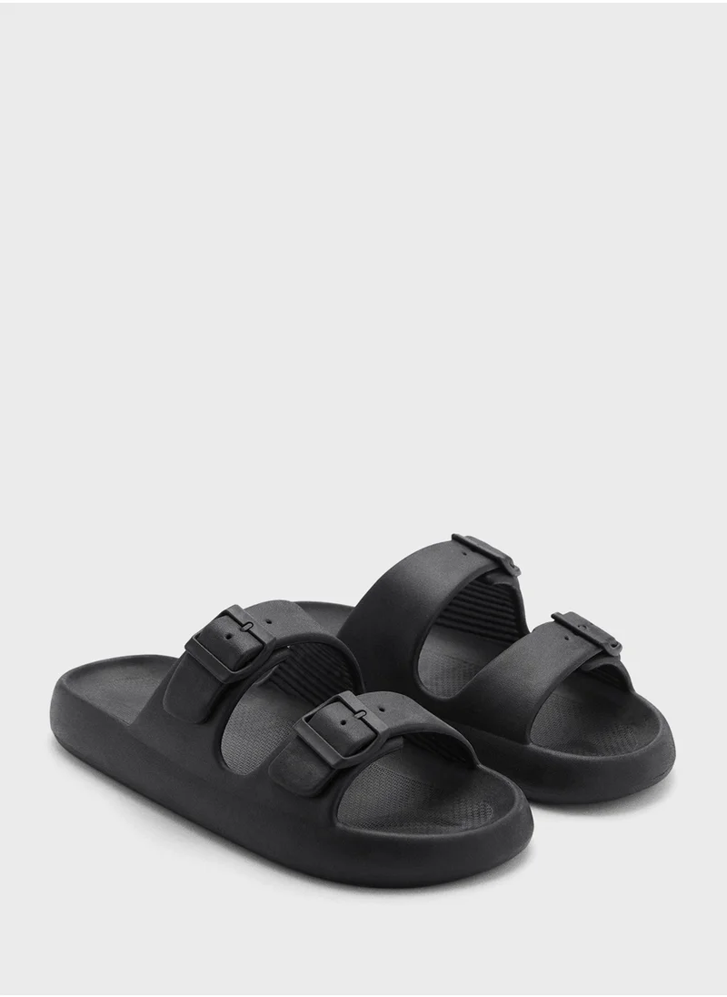 Mango Man Double Buckle Rubber Sandals