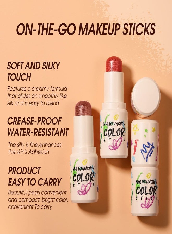 Vtrem 3PCS Cream Contour Stick, Blush Stick for Cheeks & Lips, Highlighter Stick Moisturizer Face Brightens & Shades Pencil Long Lasting Smooth Facial Contour Shaping Makeup Sticks for All Skin - Image 2