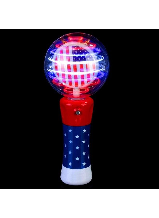 ArtCreativity - 7.5 Inch Light Up Patriotic Magic Ball Toy Wand For Kids Flashing Led Wand For Boys And Girls With Batteries Included Thrilling Spinning Light Show Birthday Party Favor 4Th Of July - Image 1