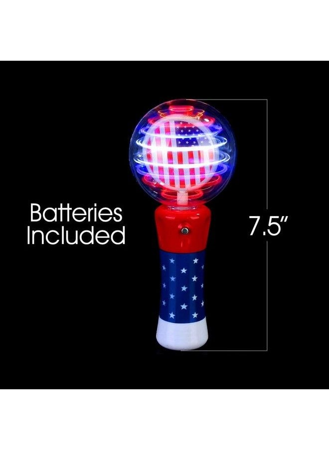 ArtCreativity - 7.5 Inch Light Up Patriotic Magic Ball Toy Wand For Kids Flashing Led Wand For Boys And Girls With Batteries Included Thrilling Spinning Light Show Birthday Party Favor 4Th Of July - Image 1