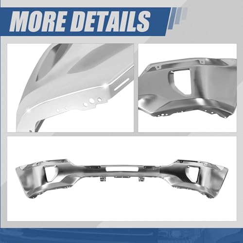 Auto Dynasty Front Bumper Face Bar Compatible with 2016 2017 2018 Chevy Silverado 1500, 2019 Silverado 1500 LD, w/Fog Light Cutouts, Polished Chrome Steel, GM1002861 - Image 5