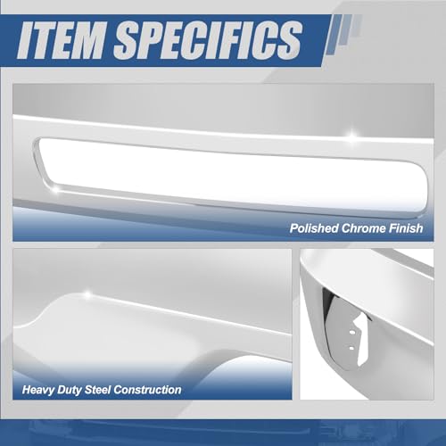 Auto Dynasty Front Bumper Face Bar Compatible with 2016 2017 2018 Chevy Silverado 1500, 2019 Silverado 1500 LD, w/Fog Light Cutouts, Polished Chrome Steel, GM1002861 - Image 4