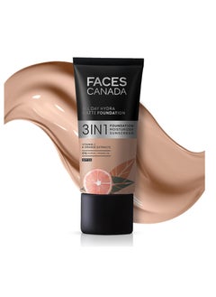 Faces Canada FACESCANADA All Day Hydra Matte Foundation 3 In 1 Foundation  Moisturizer Cream  Spf 30  24 Hr Aloe Hydration and Vitamin C 10Hr Long Wear Medium To High Buildable Coverage Warm Natural 25Ml  - Image 1
