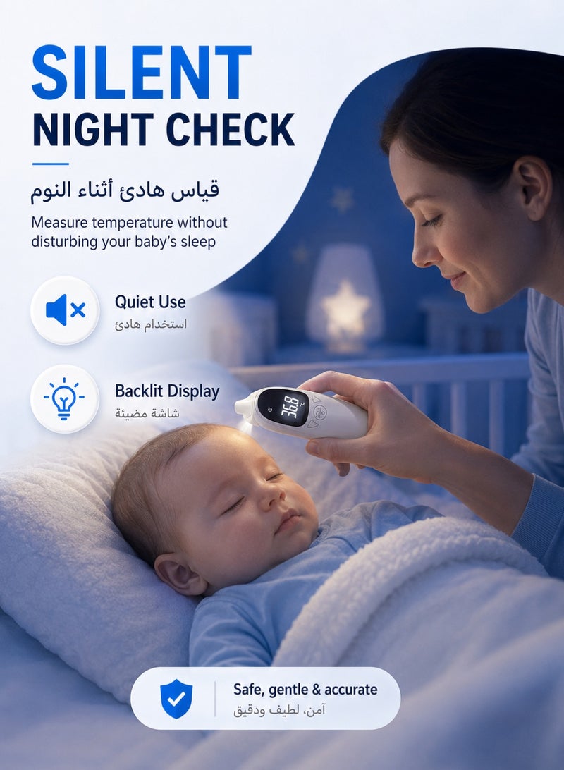 Super ZYouth 2-in-1 Infrared Ear and Forehead Thermometer for Babies, Kids and Adults, 1-Second Reading, Body and Object Mode, Fever Alert, 32 Memory Records, Backlit Display, °C/°F, White - Image 4