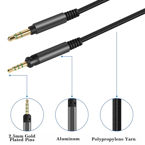 Linkidea Audio Cable for Sennheiser HD 620S/599/ 598SR/579/569/ 560S/ 559/558/550/505/400 PRO Headphones, 2.5mm to 3.5mm Replacement Aux Cord (9.8ft / 3m) - Image 3