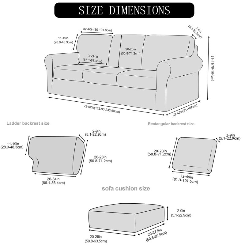 XSlive 7 Pieces Velvet High Stretch Sofa Covers for 3 Cushion Couch Sofa Slipcovers, Washable Furniture Protector with Drawstring Anti Slip Bottom, Soft and Plush Fabric for Kids and Pet (White) - Image 5