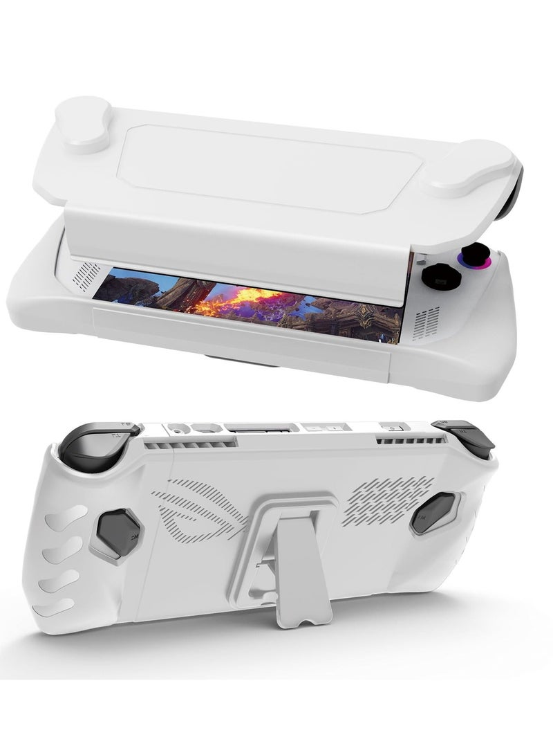 Captaintech Full Case for ASUS Rog Ally 2023, Protective Case Skin with Detachable Front Shell Cover and Kickstand for Rog Ally,Shockproof/Non-Slip/Anti-Collision, White - Image 1