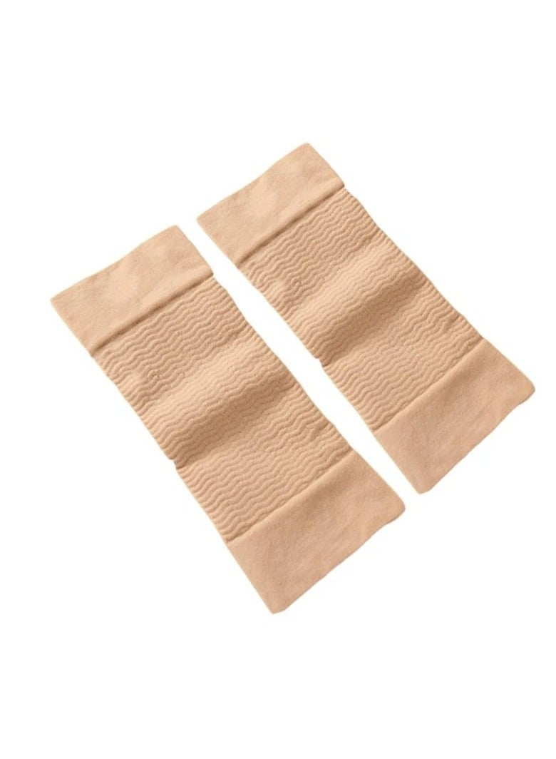 AROAQ Arm Slimming Shaper Wrap, Compression Slimming Arms Sleeves, Workout Cellulite Shaper Fat Burning Sleeves, Arm Compression Wrap Sleeve Suitable For Women Girls, (Khaki 1 Pair) - Image 1