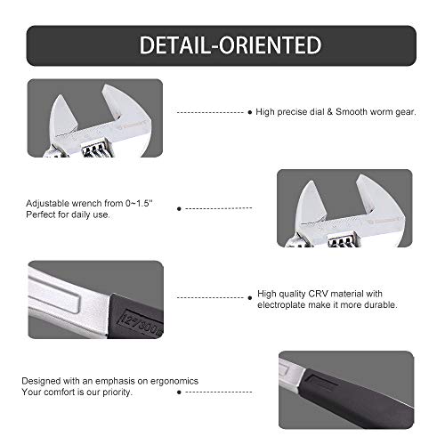 Donext 12 Inch Adjustable Wrench Professional Hand Tool Soft Handle - Image 3